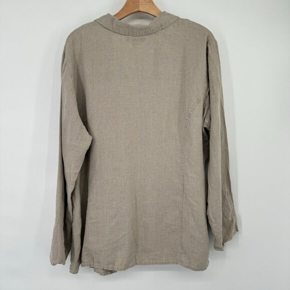 FLAX Women's Linen Blazer Jacket Button-Front Beige size large lagenlook - Picture 8 of 9